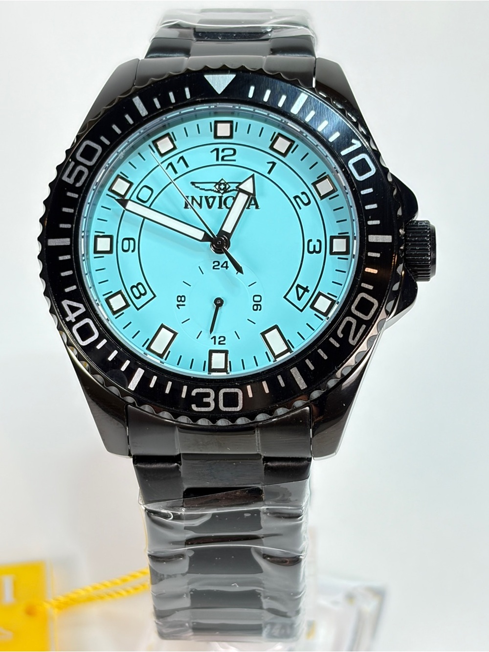 Invicta Pro Diver 44mm Men’s Carolina Blue Dial Black Bracelet Watch
